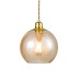 Φωτιστικό Οροφής Κρεμαστό Μπάλα Μονόφωτο από γυαλί κεχριμπάρι κ γυαλιστό χρυσό ντουί Aca V3643320AM